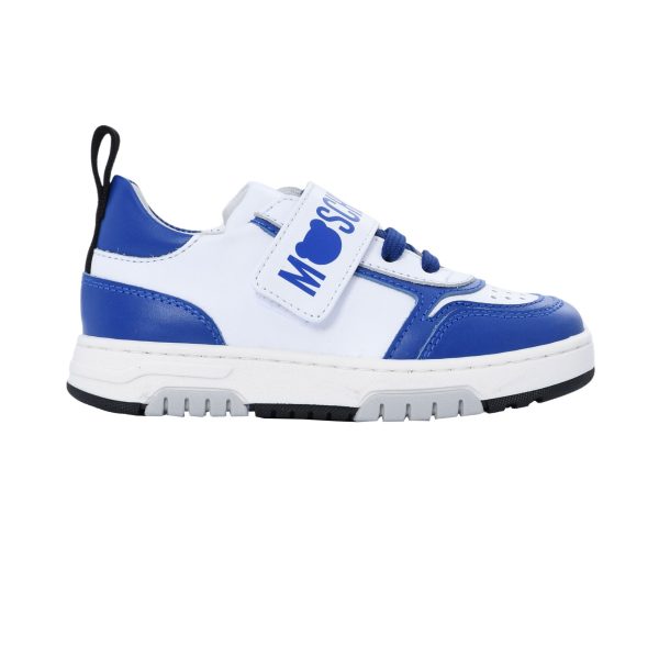 Moschino Kids Boy s White & Blue Sneaker Online Hot Sale