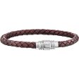 Police Gents Stainless Steel Braided Brown Leather Bracelet Online