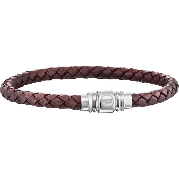 Police Gents Stainless Steel Braided Brown Leather Bracelet Online