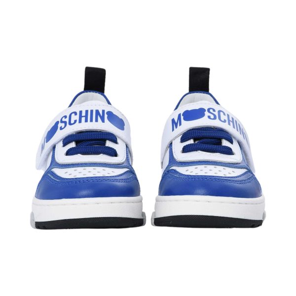 Moschino Kids Boy s White & Blue Sneaker Online Hot Sale