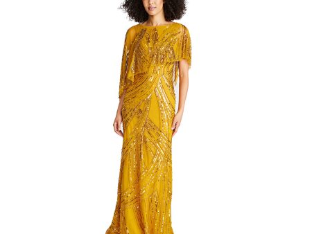 Theia Women s  Gown Gold Bronze Long Dress Fashion