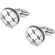 Police Iconic Monogram Gents Stailess Steel Silver Cufflinks   With black & Blue Color Hot on Sale