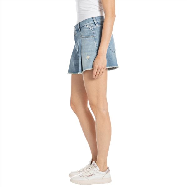 Replay Women s Denim Shorts with Pleats Discount