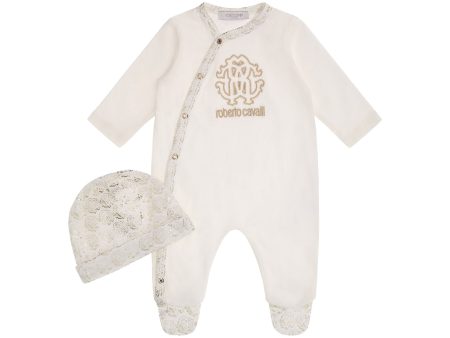 Roberto Cavalli Kids New Born Gold Sleepsuit Set Fashion