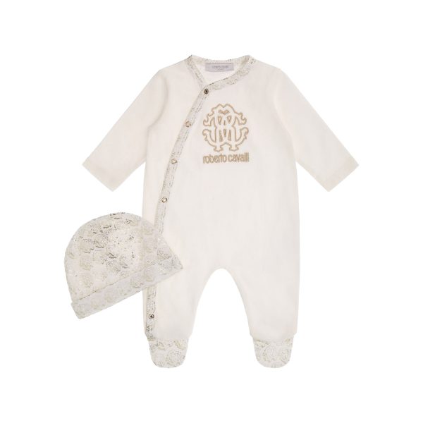 Roberto Cavalli Kids New Born Gold Sleepsuit Set Fashion