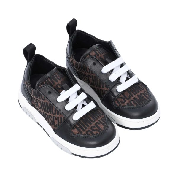 Moschino Kids Boy s Brown & Black Sneaker Supply