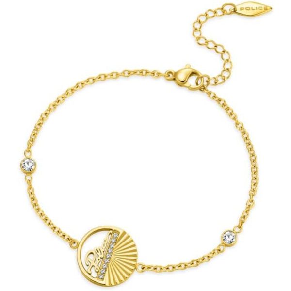 Police Seashell Ladies Gold Plated Bracelet with Crystals Supply