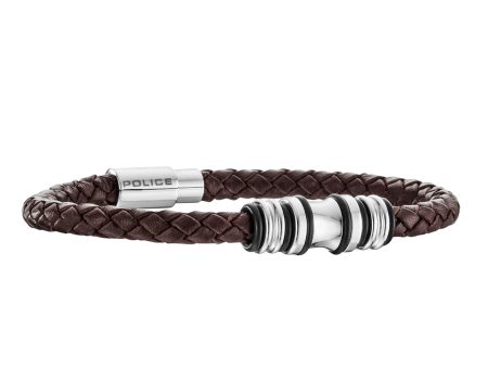 Police Gents Brown Weave Wrist Bracelet With Stainless Steel Parts Online