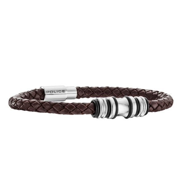 Police Gents Brown Weave Wrist Bracelet With Stainless Steel Parts Online