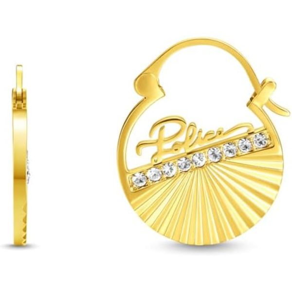 Police Seashell Ladies Gold Plated Earrings with Crystals Hot on Sale