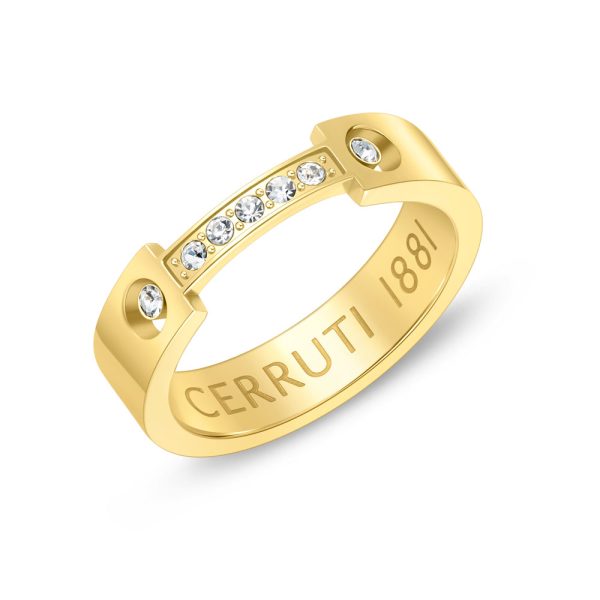 Cerruti 1881 Bridge Ladies Gold Plated Ring  With Crystals Size : 54 Online Hot Sale