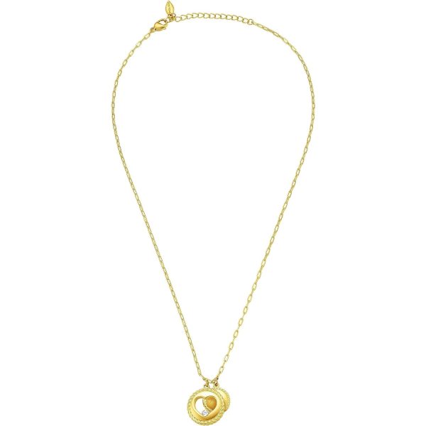 Police Amour Gold Plated Ladies Necklace With Heart Charms and Crystals Sale