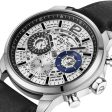 Police Menelik Gents Silver Dial Stainless Steel Silver Case Black Leather Strap Watch Sale