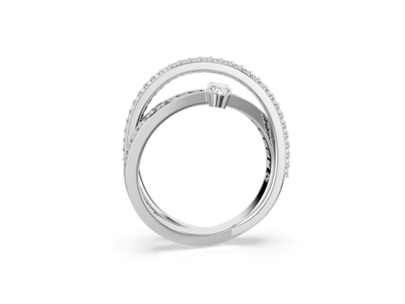 Swarovski Hyperbola Band Ring 2 Mixed cuts, White, Rhodium plated Supply