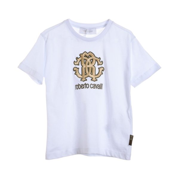 Roberto Cavalli Kids Boy s White & Beige Set of T-Shirt & Bermuda Online Sale