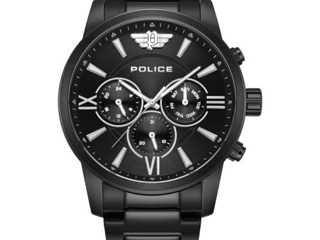 Police Avondale Gents Black Dial Stainless Steel Black Watch Discount