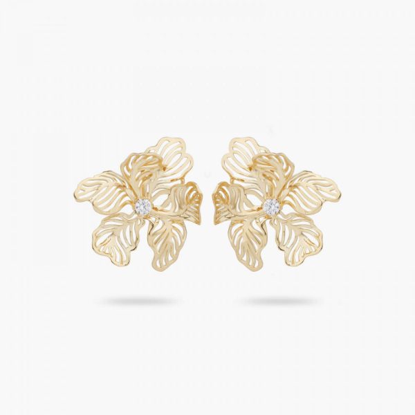 Les Nereides Openwork Petal Iris Post Earrings on Sale