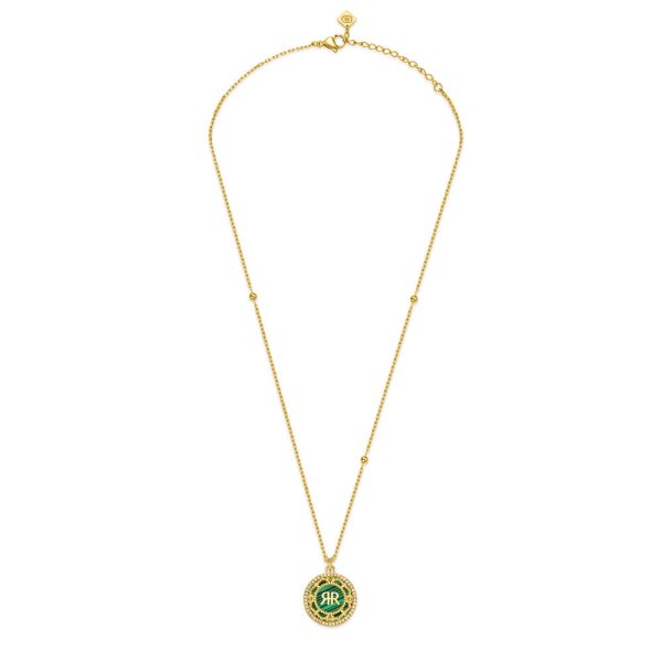 Cerruti 1881 Arabesque.3 Ladies Gold Plated Necklace With Crystal Malachite Online Sale