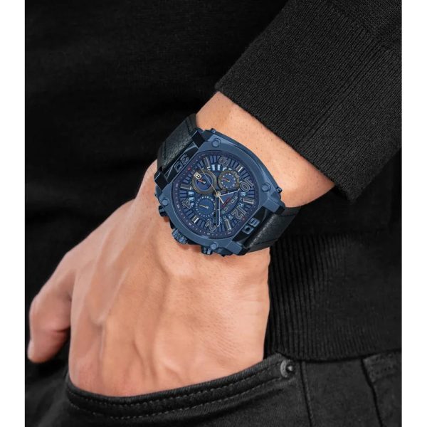 Police Norwood Gents Blue Dial Blue Case Blue Leather Strap WatchWatch Online Sale