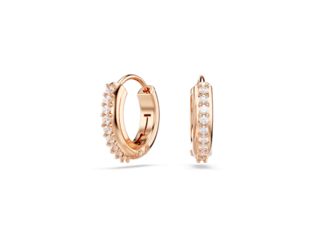 Swarovski Matrix hoop earrings Round cut, White, Rose gold-tone plated on Sale