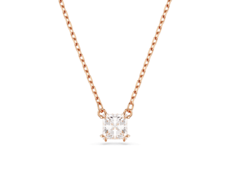 Swarovski Stilla necklace pendant Square cut, White, Rose gold-tone plated Fashion