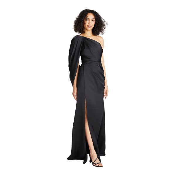 Theia Women s Tori Dropped Shoulder Gown Black Dress Fashion