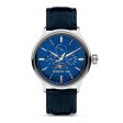 Cerruti 1881 Dervio Gents Blue Dial Silver Case Blue Leather Strap Watch with Blue Dial For Discount