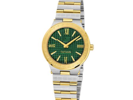 Guy Laroche Sacha Ladies Green Dial Silver Gold Plated Stainless Steel Watch Cheap