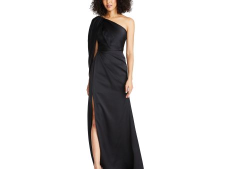 Theia Women s Tori Dropped Shoulder Gown Black Dress Fashion