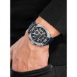 Police Norwood Gents Chronograph Charcoal Dial Silver Blue Leather Strap Watch Discount