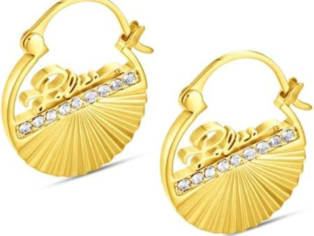 Police Seashell Ladies Gold Plated Earrings with Crystals Hot on Sale