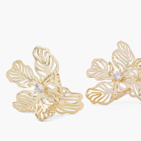 Les Nereides Openwork Petal Iris Post Earrings on Sale