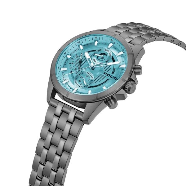 Police Malawi Gents Blue Dial Stainless Steel IP Gun Watch Sale