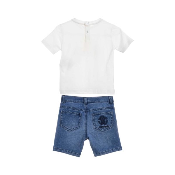 Roberto Cavalli Kids Baby Boy s  White & Blue Set of T- Shirt & Bermuda on Sale