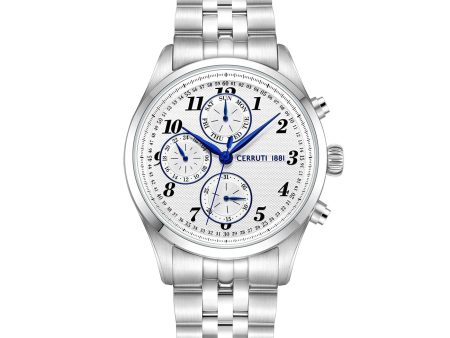 Cerruti 1881 Cavareno Gents Analog Round Shape White Dial Stainless Steel Silver Watch Discount