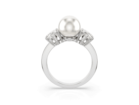 Swarovski Matrix Cocktail Ring Crystal pearl, Round cut, White, Rhodium plated For Sale