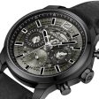 Police Menelik Gents Charcol Dial IP Black Case Black Leather Strap Watch Online Hot Sale