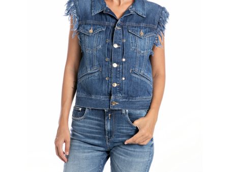 Replay Women s Atelier Replay fringed vest in Denim Hot on Sale