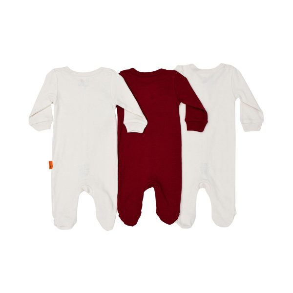 Baby Elephant Kids New Born Maroon & White Sleepsuit Set Discount