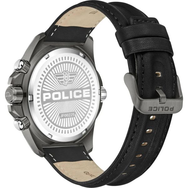 Police Electrical Gents Black Dial Red Lens IP Gun Case Black Leather Strap Watch Online