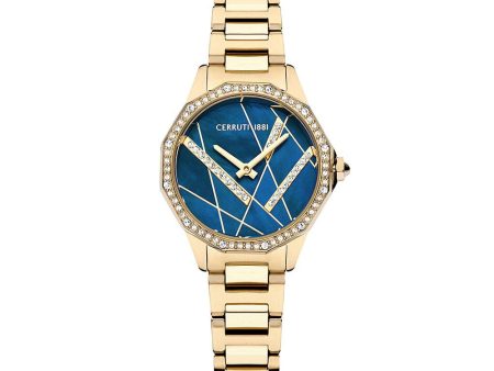 Cerruti Jesina Ladies Blue Puzzle Dial Gold Plated Watch Discount