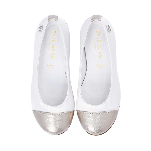 Elie Saab Kids Girl s White & Gold Ballerina Cheap