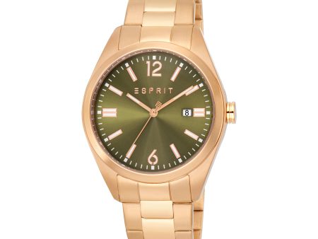 Esprit Mason II Gents Green Diat Stainless Stee Rose Gold Watch Online