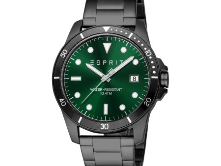 Esprit Leo III Gents Green Dial Black Stainless Steel Watch Supply