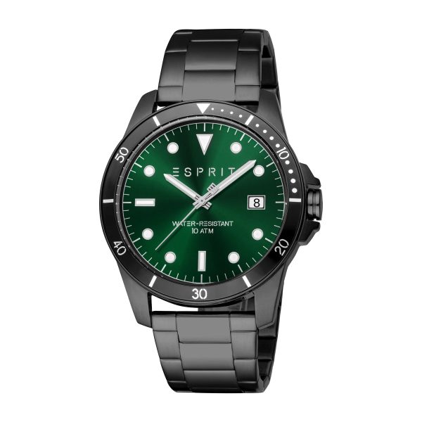 Esprit Leo III Gents Green Dial Black Stainless Steel Watch Supply