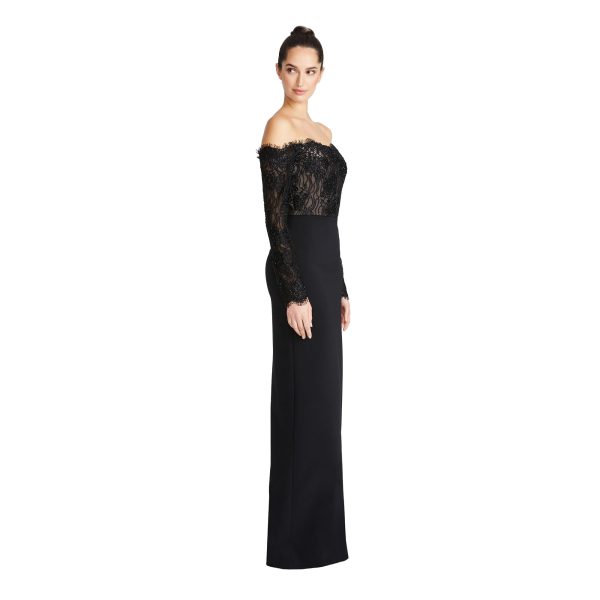 Theia Women s Adrina Shoulder Gown Black Dress For Sale