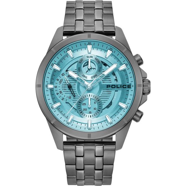 Police Malawi Gents Blue Dial Stainless Steel IP Gun Watch Sale