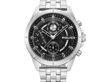 Police Malawi Gents Black Dial Stainless Steel Watch Hot on Sale