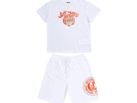 Just Cavalli Kids Boy s White Set of T-Shirt & Bermuda Sale