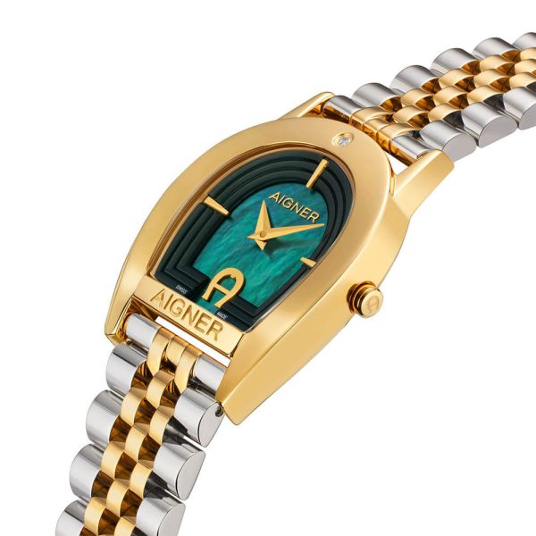 Aigner Varese Ladies Green Dial Stainless Steel Gold Plated Case & Bracelet Watch Online